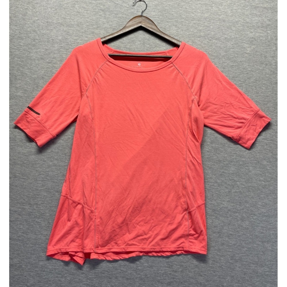 Tangerine Activewear Shirt Top Women's Large Coral Pink High Low Hem Athleisure